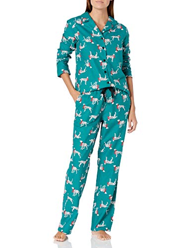 Amazon Essentials Women's Flannel Long Sleeve Shirt and Full Length Pant Pajama Set, Christmas Dog, XX-Large