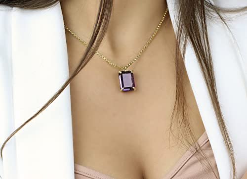 Pendentif améthyste d'exception sur collier en or 14k prestige