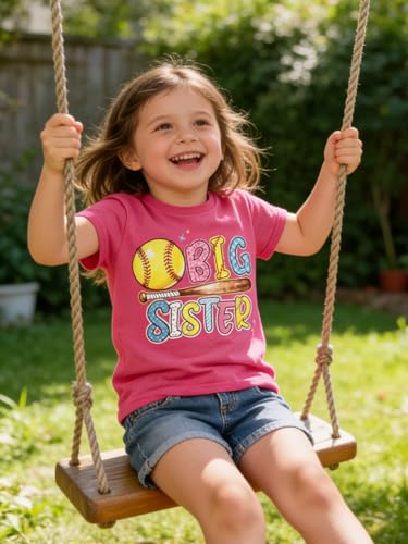 Image of Funnycokid Big Sister Shirts for Girls Pregnancy Announcement Toddler Promoted to T-Shirt 1-7 Years