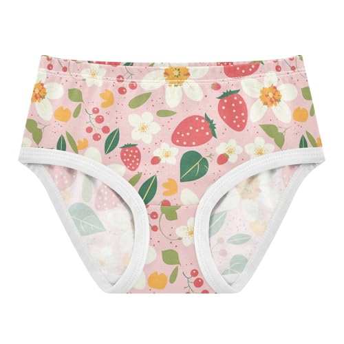 Wusikd Flowers Strawberries Girls' Underwear Cotton Dot Girls Briefs Soft Toddler Underwear 2T