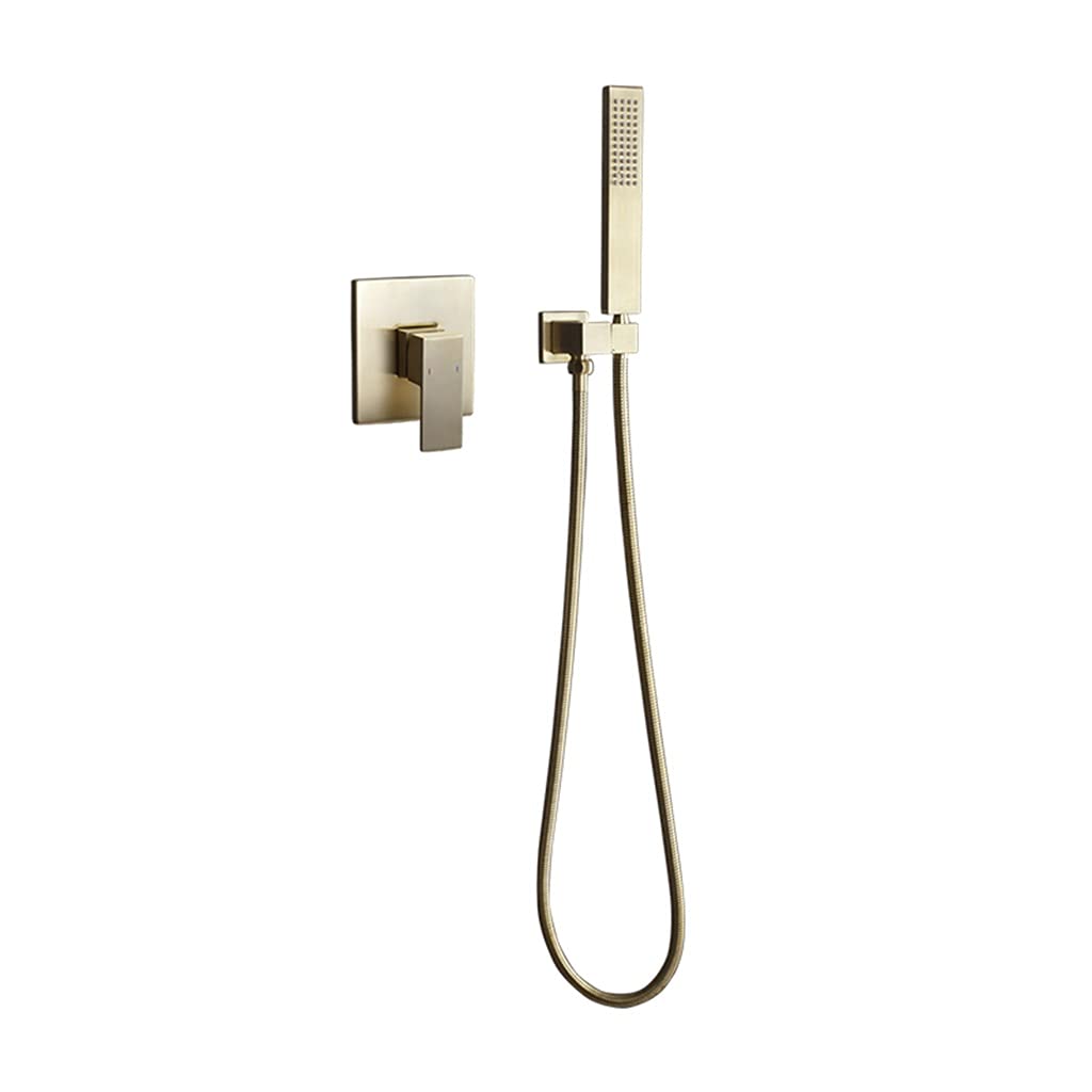 Pomme de douche carrée et mitigeur en laiton brossé pour douche murale