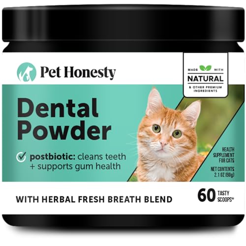Cat Breath Freshener Dental Health Powder Reduce Tartar & Plaque Freshen Breath and Support Bright Teeth with Natural Herbal Blend with Kelp & Parsley (60 Day Supply)