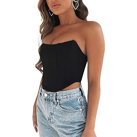Mubineo Sexy Push Up Bustiers Corsets Women Slim Crop Tops Clubwear Party Outwear (Black, S) Cover
