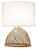  Fine Asianliving Lámpara de Mesa de Mimbre Tejida con Pantalla de Yute D.30xA54cm