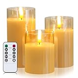 Ulanox LED Echtwachskerzen mit Timer Funktion, Fernbedienung und Glas Design...