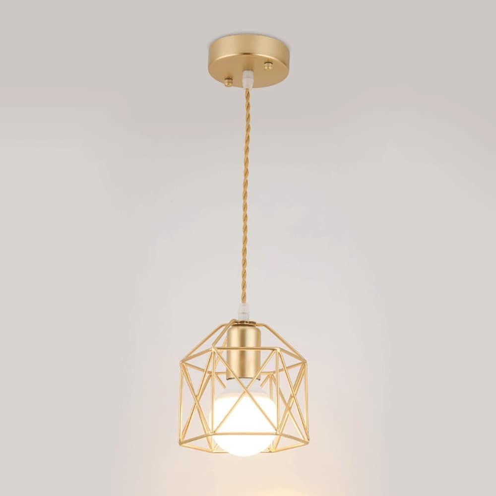 Lustre LED moderne et cage en métal doré suspension chic E27