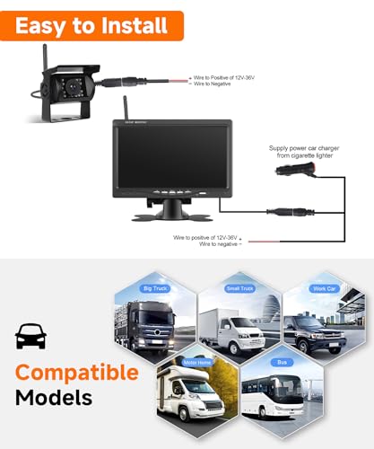 Image of 7 inch Touch Key Wireless Backup Camera System Plug & Play