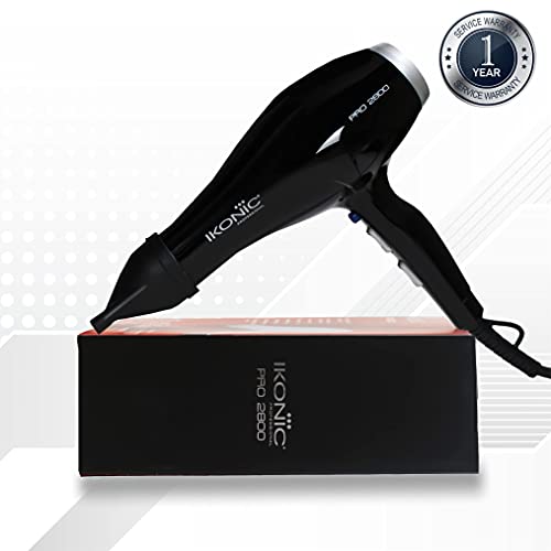 Ikonic Pro 2800+ Hair Dryer, Black | Professional | Brushless DC Motor | Low Noise Function| Lightweight Design| Interchangeable Nozzle| Diffuser Attachment| Versatile Heat and... - Image 5