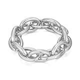 WOWORAMA Silver Chunky Bracelet for Women Thick Chunky Chain Bracelets Elastic Stretch Link Chain Bracelets Adjustable Silver Statement Bracelet