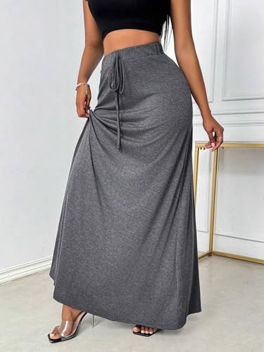 Women's 2025 Summer Casual Long Skirts Solid Color Skirt4