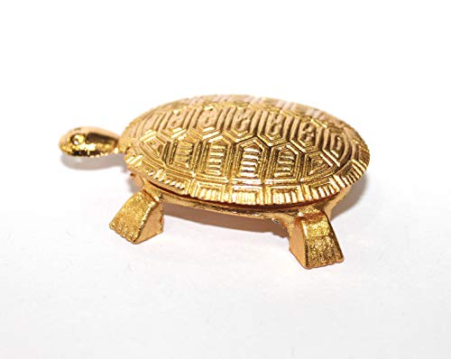 Estatua de latón Tortuga con plato IS4A miniatura 4