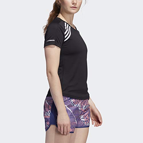 adidas Women's Run 3-Stripes Tee Black Small