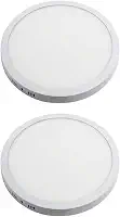 Kit 2x Painel Plafon Sobrepor Alumínio Redondo LED 24W 30cm Bivolt Branco Frio