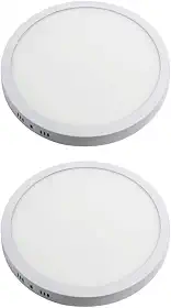 Kit 2x Painel Plafon Sobrepor Alumínio Redondo LED 24W 30cm Bivolt Branco Frio