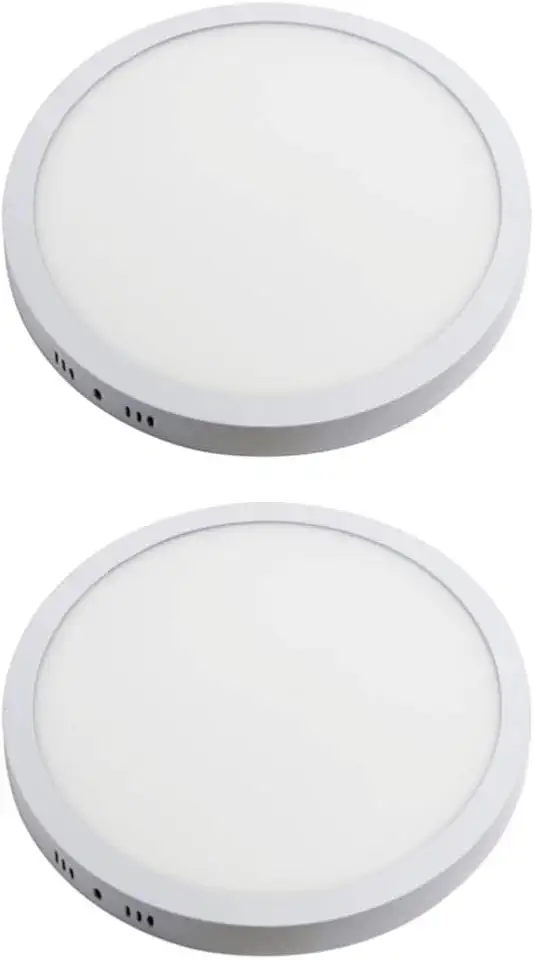 Kit 2x Painel Plafon Sobrepor Alumínio Redondo LED 24W 30cm Bivolt Branco Frio