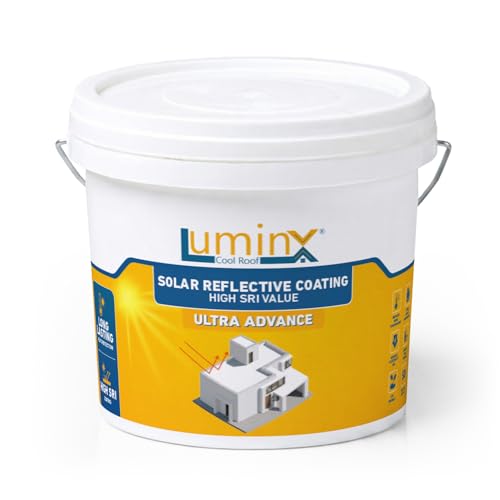 Image of LuminX Cool Roof Solar Reflective Coating - Ultra Advance | High SRI Heat Reflective roof Paint | Reduces Roof & Indoor Temperature In Summer | For RCC, Metal, Tile & Cement Roofs | White 10 Kg