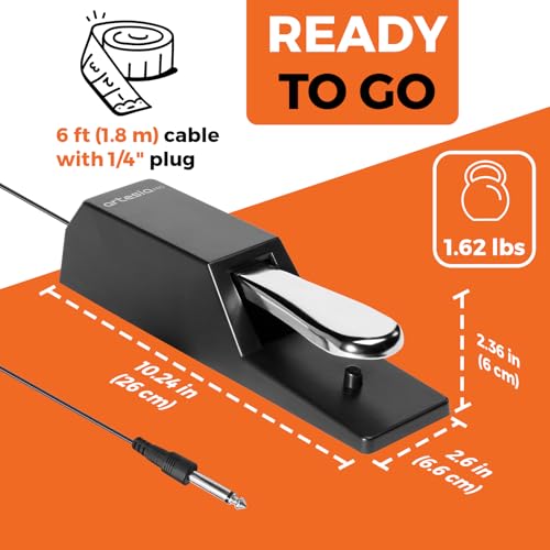 image for Artesia APII Universal Sustain Pedal with 6 ft (1.8 m) Cable, Polarity