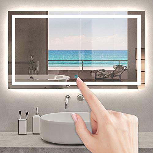 Xinyang 1200x700 Large Illuminated Led Bathroom Mirror with Demister Pad [IP44 Rated] Rectangular Backlit Wall Mounted,Touch Sensor Switch
