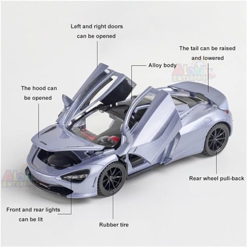 Image of Alokik Enterprise Diecast Model Car 1:32 For Mclaren 720S Sound And Light Pull Back Model Cars Alloy Model Display Adult Collection?Color As Per Stock?