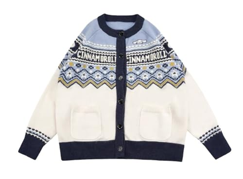 Image of Kawaii Cartoon Cardigan Sweaters for Women Girls Long Sleeve Open Front Knit Cardigans Plaid JK School Uniform