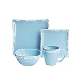 American Atelier 1562392-RB Bianca Wave - Vajilla cuadrada (16 piezas), color azul