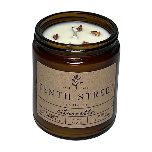 Citronella Candle 8 oz. Amber Glass Jar Handmade Products