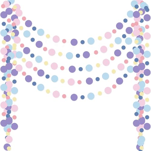 Image of Outus 5 Pieces Colorful Circle Garland Banner Hanging Paper Dot Decorations for Classroom, Birthday Party, Baby Shower, Wedding Backdrop & Photo Booth Graduation Decor (Pastel Rainbow)