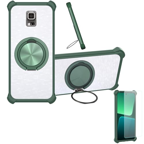 jioeuinly Case Compatible for Samsung Galaxy S5 Active Phone Case Cover [with 1* Tempered Glass Screen Protector] Hybrid Case[360°Ring Support, Magnetic] CX-04-LV