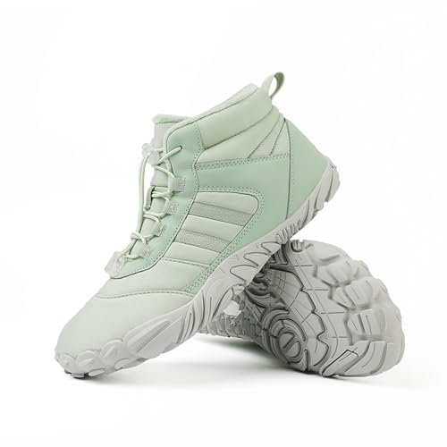 Men’s and Women’s Barefoot Hiking Boots | Zero Drop Warm Lined Winter Snow Boots with Wide Toe Box | Waterproof Ankle Booties with Elastic Cord Closure | Minimalist Five-Finger Sneakers for Outdoor Hiking and Walking2