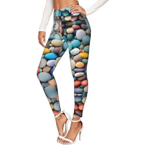 Leggings de compresión deportivos elásticos ajustados con estampado colorido para mujer