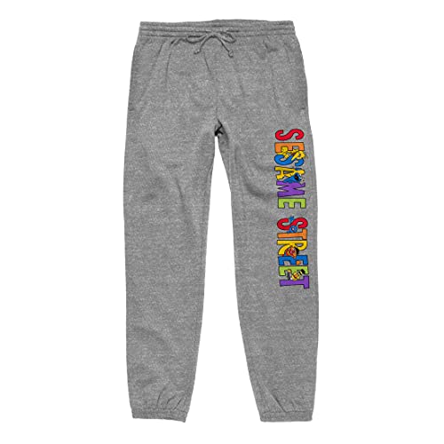 Sesame Street Rainbow Character Logo Adult Unisex Heather Grey Graphic Sweatpants