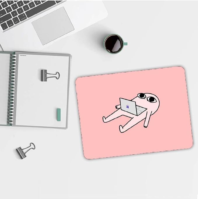 Image of Cute Mouse Pad - Printed Mousepad with Anti-Slip Rubber Base & Smooth Mouse Control for Laptop, Gaming, Notepad, Desktops (Lazy Lying Down)