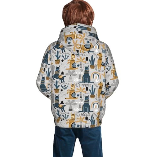 Llama and Cactus1 Kid Hoodies Boys Sweatshirts Girls Pullover with Pocket4