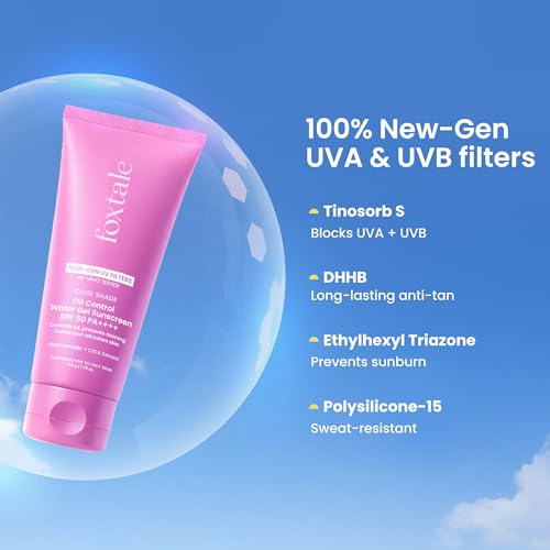 Image of Foxtale Ice-Burst Gel Sunscreen SPF 50 PA++++ for Oily Skin, In-Vivo Tested & 100% New-Gen UV Filters | Prevents Tan, Controls oil, & Mattefies | Lightweight, Non-Greasy, No White Cast | For Men & Women (Pack of 2)