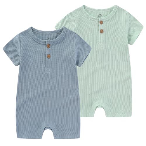 Image of MAMIMAKA Baby Bodysuits Solid Romper One-Piece Newborn Clothes 2 Pack Baby Shower Gifts