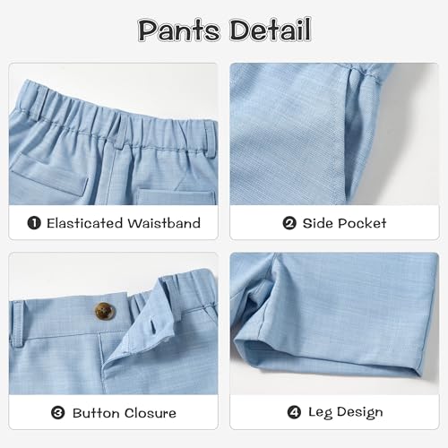 Image of Volunboy Baby Boys Summer Suits Short Sleeve Wedding Ring Bearer Outfits 4Pcs Graduation Dress Vest Shirt Bowtie Shorts Set