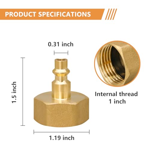 Image of RV Air Blowout Adapter, 3 /4 GHT Female Fitting with Quick Connect | For Air Compressor /Camper Water Line /Garden Hose /sprinkler lines, Brass, Precision Thread, Quick And Easy Connections, 2 PACK