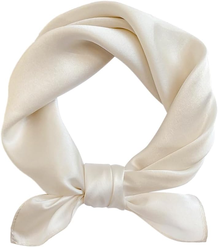 MEISEE Solid Color Mulberry Silk Scarf 20" Square Scarf Neck Scarf Hair Head Breathable Lightweight for Women Gift Packed