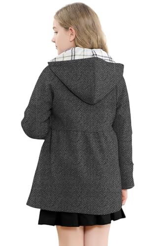 Image of Betusline Girls' Dress Coat, Kids Hoodie Wool Blend Coats Fall Winter Outerwear Peacoat,2-14 Years