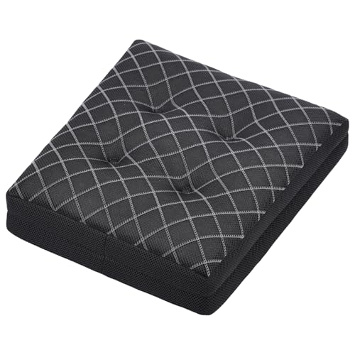 Shinnwa ゲーミング座布団 特許取得済み（低反発・高反発）の2層構造 ゲーミングチェアクッション 柔らかさ＆安定性を両立 お尻が痛くならない オフィスチェア座布団 椅子クッション 洗えるカバー 滑り止め 超通気蒸れないメッシュ生地 黒いチェック