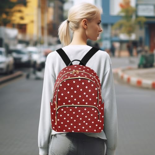 Image of ALAZA Red Polka Dots Pattern Medium Backpack Purse for Women Travel Bag Fashion Daypack Back Pack Shoulder Bag