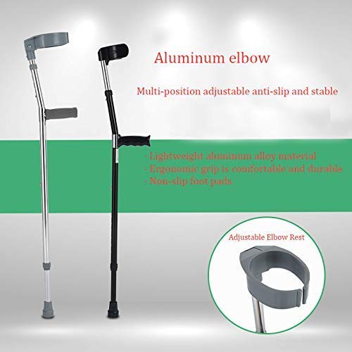 Kulki pod pachami, ergonomiczna laska ze stopu aluminium, kule wspierające elastyczność łokci, lekka, 10 regulowanych rzędów, z wygodnym uchwytem, szara (czarna)