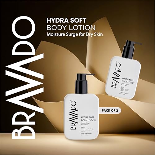 Image of BRAVADO Hydra Soft Body Lotion with SPF (Pack of 2) Value Pack | Moisturizing Body Lotion with Sun Protection | Hydrating Daily Skin Care for Men | Non-Greasy Formula | 200ml Each