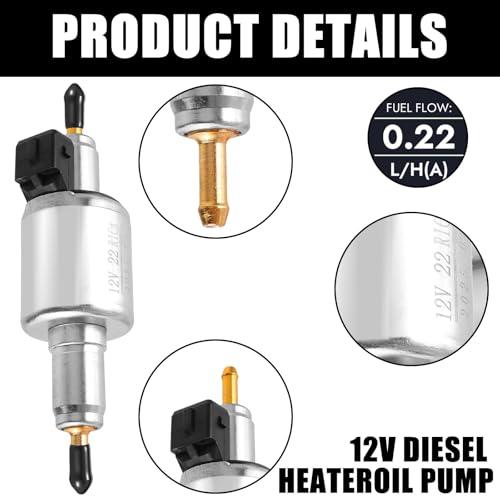 12V 22ML Ölpumpe Kraftstoffpumpe für 2KW 5KW 8KW, Dosierpumpe Standheizung, Heizungspumpe Dosierpumpe mit Ölpumpendeckel, Webasto Eberspacher Diesel Standheizung Heizung Lufterhitzer