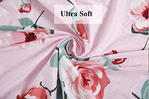 Image of Bassinet Sheet Set 4 Pack Snug Fitted Cradle Fitted Sheets, Stretchy Ultra Soft, for Oval Rectangle Hourglass Bassinet Mattress, Unisex Boy Girl, Floral /Pink
