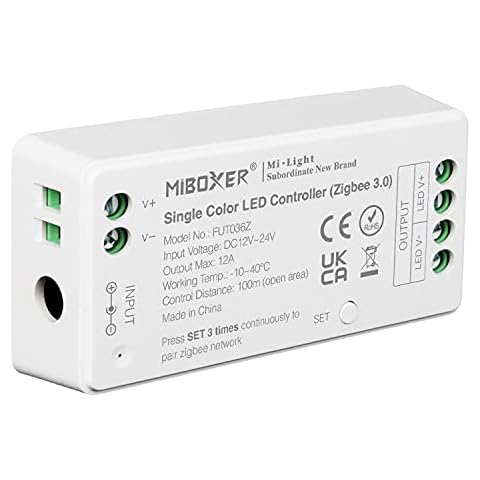 LIGHTEU®, Milight Miboxer Zigbee3.0 dimmer Single Color LED Strip Controller 12V-24V Compatible with Zigbee Gateway Amazon Echo and Lightfy Hub for APP/Voice Control, FUT036Z Cover