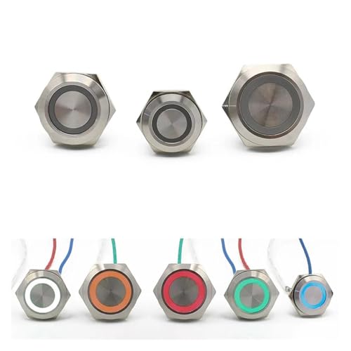 Interrupteur bouton métallique 16mm étanche alimentation électrique LED RGB 3 couleurs