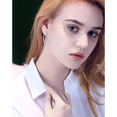 S925 Sterling Silver Jewelry Classic Hoop Cross Earrings for Women Teenage2