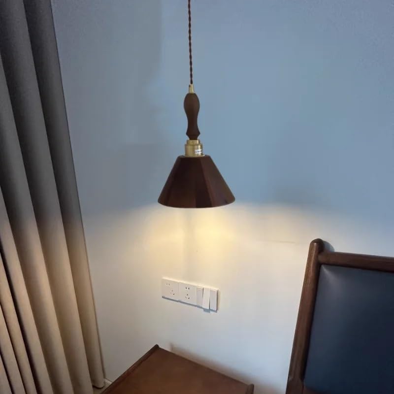 Lampe suspendue salon chambre cuivre noyer bois suspension luminaire