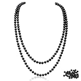ZHUDAZHAO imitation perlen kette,perlen flapper halskette,1920s gatsby kostüm accessoires,perlenkette für damen (Schwarz)